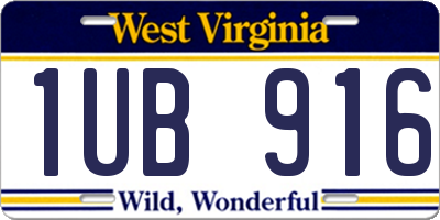 WV license plate 1UB916
