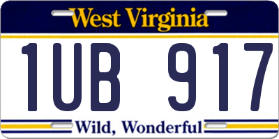 WV license plate 1UB917
