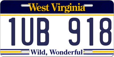 WV license plate 1UB918