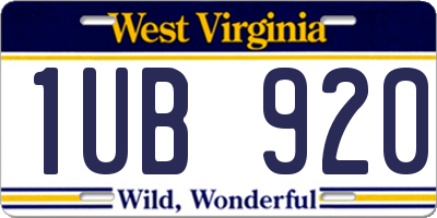 WV license plate 1UB920