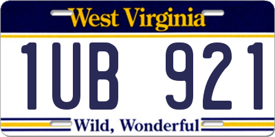 WV license plate 1UB921