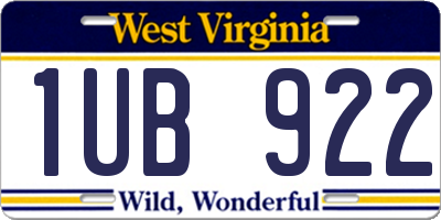 WV license plate 1UB922