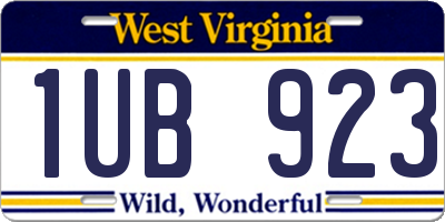 WV license plate 1UB923