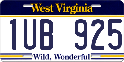 WV license plate 1UB925