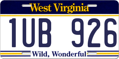 WV license plate 1UB926