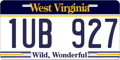 WV license plate 1UB927