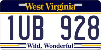 WV license plate 1UB928