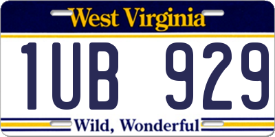 WV license plate 1UB929