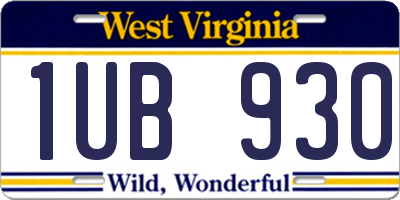 WV license plate 1UB930