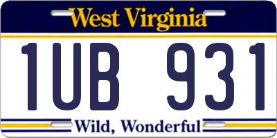 WV license plate 1UB931