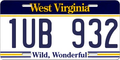 WV license plate 1UB932