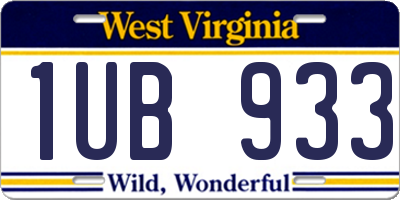 WV license plate 1UB933