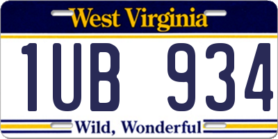 WV license plate 1UB934