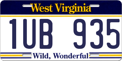WV license plate 1UB935