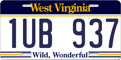 WV license plate 1UB937