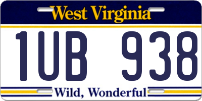 WV license plate 1UB938