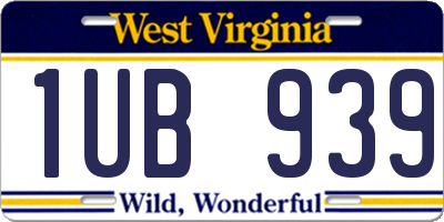 WV license plate 1UB939