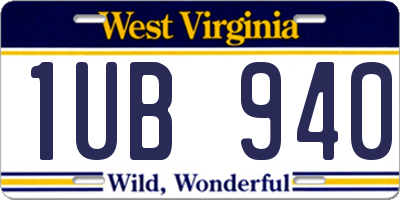 WV license plate 1UB940