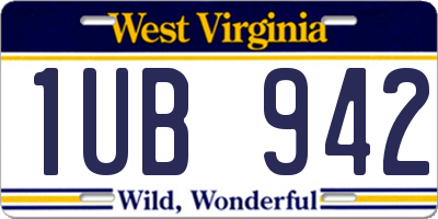 WV license plate 1UB942