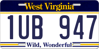 WV license plate 1UB947