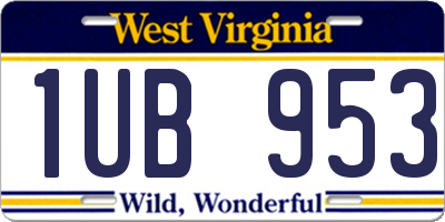 WV license plate 1UB953
