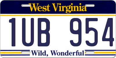 WV license plate 1UB954