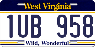 WV license plate 1UB958