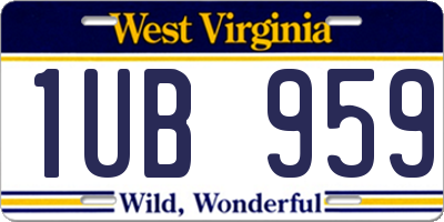 WV license plate 1UB959
