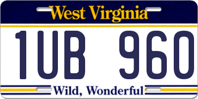 WV license plate 1UB960
