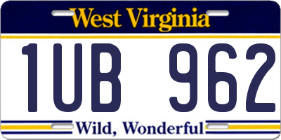 WV license plate 1UB962