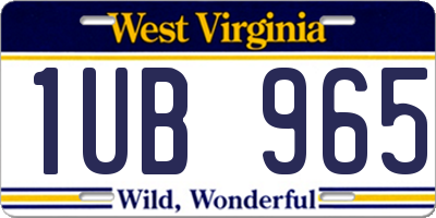WV license plate 1UB965