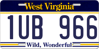 WV license plate 1UB966