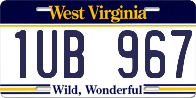 WV license plate 1UB967