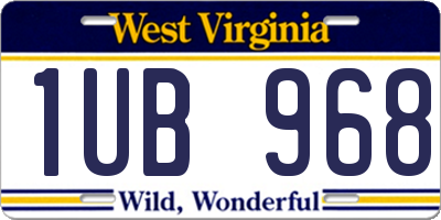 WV license plate 1UB968