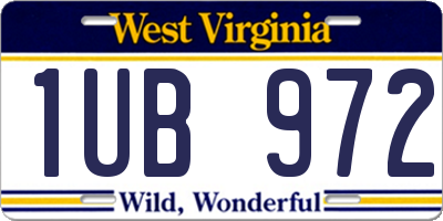 WV license plate 1UB972