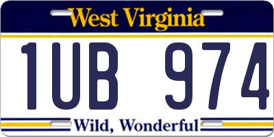 WV license plate 1UB974