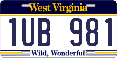 WV license plate 1UB981