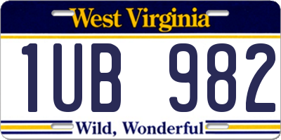 WV license plate 1UB982