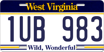 WV license plate 1UB983