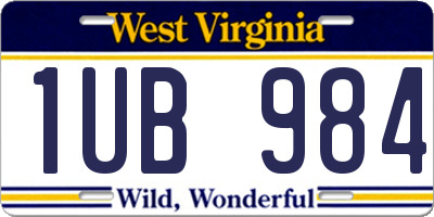 WV license plate 1UB984