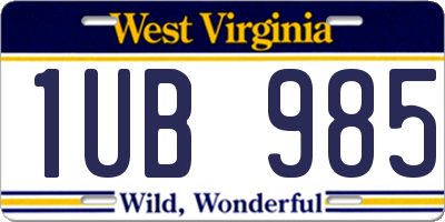 WV license plate 1UB985