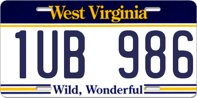 WV license plate 1UB986