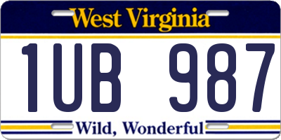 WV license plate 1UB987
