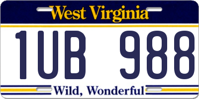WV license plate 1UB988