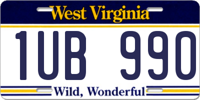 WV license plate 1UB990