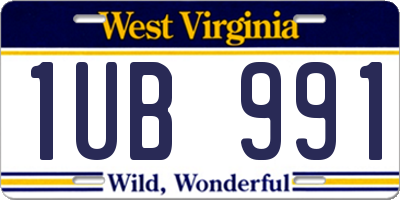 WV license plate 1UB991