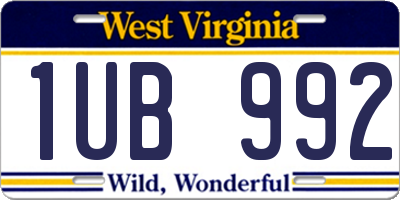 WV license plate 1UB992