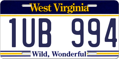 WV license plate 1UB994