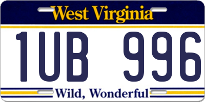 WV license plate 1UB996