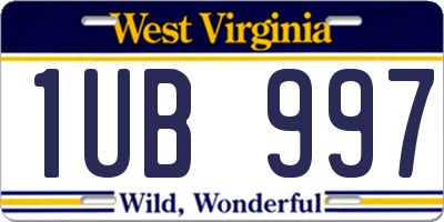WV license plate 1UB997